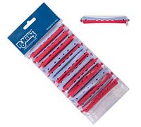 Ponik's Perm Rollers, Hair Rollers for Perm Set - 11 mm - 12 Pieces - Cold Wave Curlers with Round Rubber Tabs, Blue Red