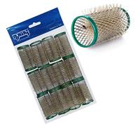 PONIK'S PROFESSIONAL - Metal Rollers, Wire Rollers with Bristles, Metal Hair Rollers, 12 Pieces, Hair Rollers 32 mm, Hair Roller Set, Hair Rollers Curls, Curler Set - Green