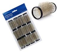 PONIK'S PROFESSIONAL - Metal rollers, wire rollers with brushes, curlers metal 12 pieces, hair rollers 28 mm, hair roller set, hair rollers for curls, curler set - Black