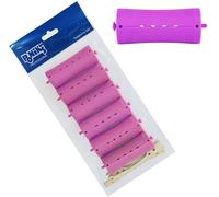 PONIK'S PROFESSIONAL - Perm Rollers, Curlers for Perm Set, Hair Rollers 6 Pieces, Curlers Perm 34 mm, Small Cold Curler with Round Rubber Tabs - Purple