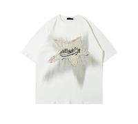 Ponitrack Graphic Tees Men Y2k Oversized T Shirts Women Vintage Tees Summer Tops 90s Grunge Short Sleeve Streetwear Unisex, White, Large