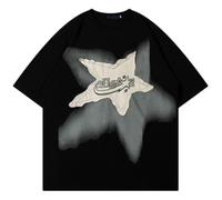 Ponitrack Graphic Tees Men Y2k Oversized T Shirts Women Vintage Tees Summer Tops 90s Grunge Short Sleeve Streetwear Unisex, Black, Large