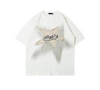 Ponitrack Graphic Tees Men Y2k Oversized T Shirts Women Vintage Tees Summer Tops 90s Grunge Short Sleeve Streetwear Unisex, White, Large