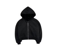 Ponitrack Vintage Leopard Print Jacket Y2k Reversible Zip Up Jacket Baggy Long Sleeve Hoodie Grunge Streetwear Unisex, Black, Medium