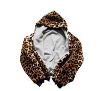 Ponitrack Vintage Leopard Print Jacket Y2k Reversible Zip Up Jacket Baggy Long Sleeve Hoodie Grunge Streetwear Unisex, Leopard, L