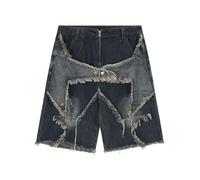Ponitrack Y2k Shorts Denim Shorts Baggy Jorts Star Jean Casual Baggy Shorts Wide Leg Shorts Patchwork Jorts Y2k Streetwear, C, Large
