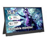 PONKLOIE 15.6" Portable Monitor, FHD 1080P USB-C HDMI Speakers Gaming Ultra-Slim IPS Display Small Screen for Laptop/PC/Phone, Gaming Monitor & PC Monitor with Magnetic Leather Cover