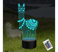 PONLCY 3D Illusion Lamp Alpaca Led Night Light, 16 Colors Changing USB Desk Lamps with Remote Control, Bedroom Decoration Table Lights for Kids Birthday Gifts