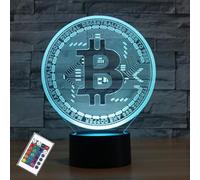 PONLCY 3D Illusion Lamp Bitcoin Led Night Light, 16 Colors Changing USB Desk Lamps with Remote Control, Bedroom Decoration Table Lights for Kids Birthday Gifts