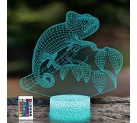PONLCY 3D Illusion Lamp Lizard Led Night Light, 16 Colors Changing USB Desk Lamps with Remote Control, Bedroom Decoration Table Lights for Kids Birthday Gifts