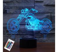 PONLCY 3D Illusion Lamp Mortorbike Led Night Light, 16 Colors Changing USB Desk Lamps with Remote Control, Bedroom Decoration Table Lights for Kids Birthday Gifts