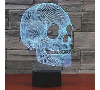 PONLCY 3D Illusion lamp Skull Led Night Light, Bedroom Desk Lamps, 7 Colors Flashing USB Touch Table Lights for Home Decoration
