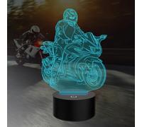 PONLCY 3D Optical Illusion Lamp Motorbike Led Night Light, 7 Colors USB Touch Switch Desk Lamps, Bedroom Decoration Table Lights for Kids Birthday Christmas Gifts