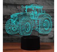 PONLCY 3D Optical Illusion Lamp Tractor Led Night Light, 7 Colors USB Touch Switch Desk Lamps, Bedroom Decoration Table Lights for Kids Birthday Christmas Gifts