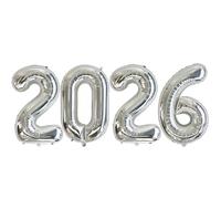 Ponmoo 40 Inches Foil Balloon 2026 Silver, 101cm, Inflated with Helium or Air, Giant Balloons 2026 for New Year Party Decoration