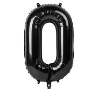 Ponmoo 40 inches Foil Balloons Numbers 0 Black (101cm), Inflatable Helium or Air, Giant Balloon Number 0-9, 10-29, 30-100, Grand Balloons for Anniversary Wedding Birthday Party Decoration