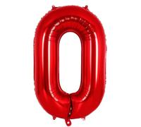 Ponmoo 40 inches Foil Balloons Numbers 0 Red (101cm), Inflatable Helium or Air, Giant Balloon Number 0-9, 10-29, 30-100, Grand Balloons for Anniversary Wedding Birthday Party Decoration