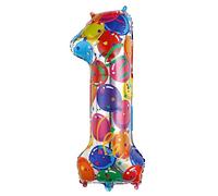 Ponmoo 40 inches Foil Balloons Numbers 1 Multicolour (101cm), Inflatable Helium or Air, Giant Balloon Number 0-9, 10-29, 30-100, Grand Balloons for Anniversary Wedding Birthday Party Decoration