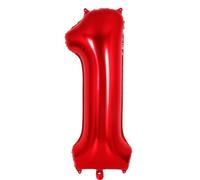 Ponmoo 40 inches Foil Balloons Numbers 1 Red (101cm), Inflatable Helium or Air, Giant Balloon Number 0-9, 10-29, 30-100, Grand Balloons for Anniversary Wedding Birthday Party Decoration