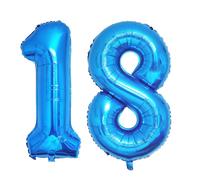 Ponmoo 40 inches Foil Balloons Numbers 18/81 Blue (101cm), Inflatable Helium or Air, Giant Balloon Number 0-9, 10-29, 30-100, Grand Balloons for Anniversary Wedding Birthday Party Decoration