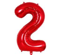 Ponmoo 40 inches Foil Balloons Numbers 2 Red (101cm), Inflatable Helium or Air, Giant Balloon Number 0-9, 10-29, 30-100, Grand Balloons for Anniversary Wedding Birthday Party Decoration