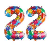 Ponmoo 40 inches Foil Balloons Numbers 22 Multicolour (101cm), Inflatable Helium or Air, Giant Balloon Number 0-9, 10-29, 30-100, Grand Balloons for Anniversary Wedding Birthday Party Decoration