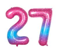 Ponmoo 40 inches Foil Balloons Numbers 27/72 Pink-Blue Gradient (101cm), Inflatable Helium or Air, Giant Balloon Number 0-9, 10-100, Grand Balloons for Anniversary Wedding Birthday Party Decoration