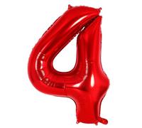 Ponmoo 40 inches Foil Balloons Numbers 4 Red (101cm), Inflatable Helium or Air, Giant Balloon Number 0-9, 10-29, 30-100, Grand Balloons for Anniversary Wedding Birthday Party Decoration