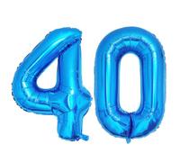Ponmoo 40 inches Foil Balloons Numbers 40 Blue (101cm), Inflatable Helium or Air, Giant Balloon Number 0-9, 10-29, 30-100, Grand Balloons for Anniversary Wedding Birthday Party Decoration