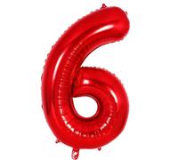 Ponmoo 40 inches Foil Balloons Numbers 6 Red (101cm), Inflatable Helium or Air, Giant Balloon Number 0-9, 10-29, 30-100, Grand Balloons for Anniversary Wedding Birthday Party Decoration