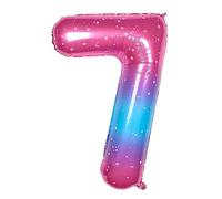 Ponmoo 40 inches Foil Balloons Numbers 7 Pink-Blue Gradient (101cm), Inflatable Helium or Air, Giant Balloon Number 0-9, 10-100, Grand Balloons for Anniversary Wedding Birthday Party Decoration