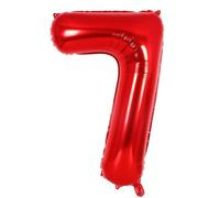 Ponmoo 40 inches Foil Balloons Numbers 7 Red (101cm), Inflatable Helium or Air, Giant Balloon Number 0-9, 10-29, 30-100, Grand Balloons for Anniversary Wedding Birthday Party Decoration