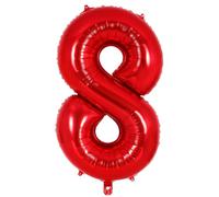 Ponmoo 40 inches Foil Balloons Numbers 8 Red (101cm), Inflatable Helium or Air, Giant Balloon Number 0-9, 10-29, 30-100, Grand Balloons for Anniversary Wedding Birthday Party Decoration
