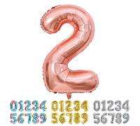 Ponmoo Foil Balloon Number 2 Rosegold, Giant Numbers 0 1 2 3 4 5 6 7 8 9 10-19 20-29 30-39 40-49 50-60-70-80-90-100, Large Balloons for Wedding Anniversary Birthday Party Decoration