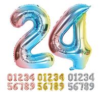 Ponmoo Foil Balloon Number 24/42 Gradient Blue, Giant Numbers 0 1 2 3 4 5 6 7 8 9 10-19 20-29 30-39 40-49 50-60-70-80-90-100, Large Balloons for Wedding Anniversary Birthday Party Decoration