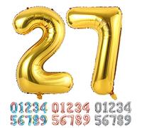 Ponmoo Foil Balloon Number 27/72 Gold, Giant Numbers 0 1 2 3 4 5 6 7 8 9 10-19 20-29 30-39 40-49 50-60-70-80-90-100, Large Balloons for Wedding Anniversary Birthday Party Decoration
