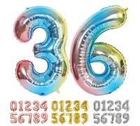 Ponmoo Foil Balloon Number 36/63 Gradient Blue, Giant Numbers 0 1 2 3 4 5 6 7 8 9 10-19 20-29 30-39 40-49 50-60-70-80-90-100, Large Balloons for Wedding Anniversary Birthday Party Decoration