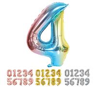 Ponmoo Foil Balloon Number 4 Gradient Blue, Giant Numbers 0 1 2 3 4 5 6 7 8 9 10-19 20-29 30-39 40-49 50-60-70-80-90-100, Large Balloons for Wedding Anniversary Birthday Party Decoration