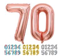 Ponmoo Foil Balloon Number 70 Rosegold, Giant Numbers 0 1 2 3 4 5 6 7 8 9 10-19 20-29 30-39 40-49 50-60-70-80-90-100, Large Balloons for Wedding Anniversary Birthday Party Decoration