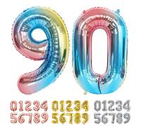Ponmoo Foil Balloon Number 90 Gradient Blue, Giant Numbers 0 1 2 3 4 5 6 7 8 9 10-19 20-29 30-39 40-49 50-60-70-80-90-100, Large Balloons for Wedding Anniversary Birthday Party Decoration
