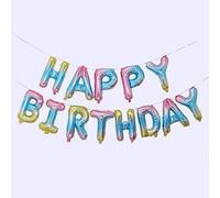 Ponmoo Foil Balloons Happy Birthday Banner Kit - Rainbow, 13 Written Letters Party Decoration Balloon