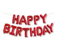 Ponmoo Foil Balloons Happy Birthday Banner Kit - Red, 13 Written Letters Party Decoration Balloon