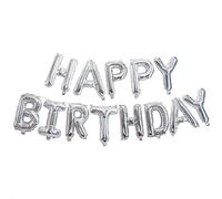 Ponmoo Foil Balloons Happy Birthday Banner Kit - Silver, 13 Written Letters Party Decoration Balloon