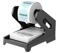 PONNOR Label Holder Thermal Label Holder for Rolls and Fanfold Labels Shipping Label Stand Desktop Printer Accessory Supplies for Home, Office (Black)