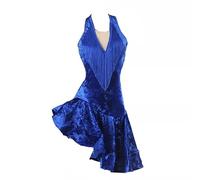 PONNYC A,L, Velvet Latin Performance Dresses Women's Ballroom Dancing Clothes Tango Cha Cha Dancing Outfit Skirt for Rumba Samba