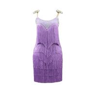 PONNYC A,M, Fringe Latin Dance Clothes Suspenders Ballroom Dancing Dresses for Women Tango Cha Cha Performance Dancing Outfit
