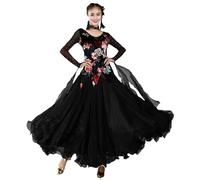 PONNYC Ballroom Dancing Dresses for Women Printed Salsa Waltz Performance Dancewear Modern Dance Clothes Tango Dancing Outfit,h,L