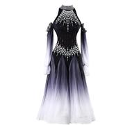 PONNYC Black,M, Women's Professional Ballroom Dancing Dresses Waltz Dancing Clothes Tango Modern Dance Outfit Social Dance Costumes