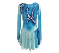 PONNYC Blue,L, Figure Skating Competition Dresses Women's Ice Skating Skirts Artistic Gymnastics Leotards Outdoor Sports Clothes
