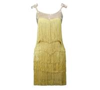PONNYC Gold,XXL, Women's Fringe Latin Dancing Clothes Tango Cha Cha Performance Costumes Ballroom Dancing Dresses Salsa Dance Outfit